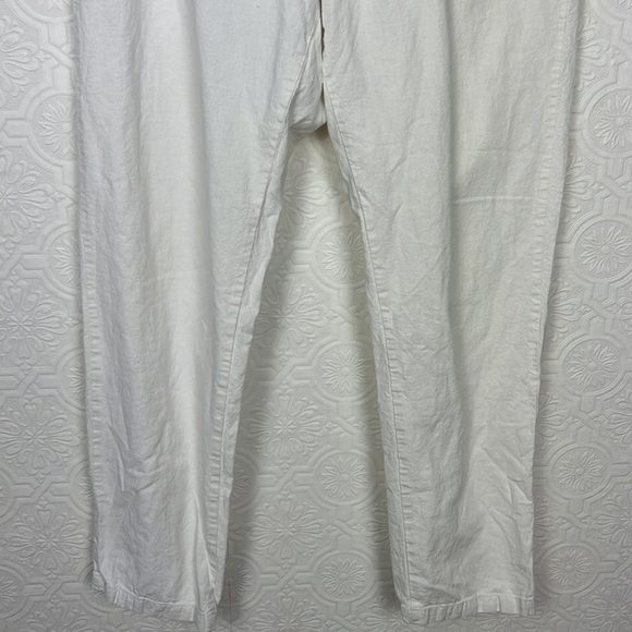 Uniqlo Linen Cotton Relaxed Fit Pants Cream White Drawstring Stretchy Waist - Picture 3 of 5